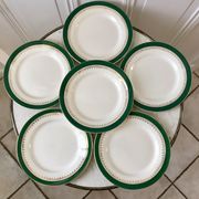 set of 6 flat plates Digoin Sarreguemines model "Martine" green and golden 50s