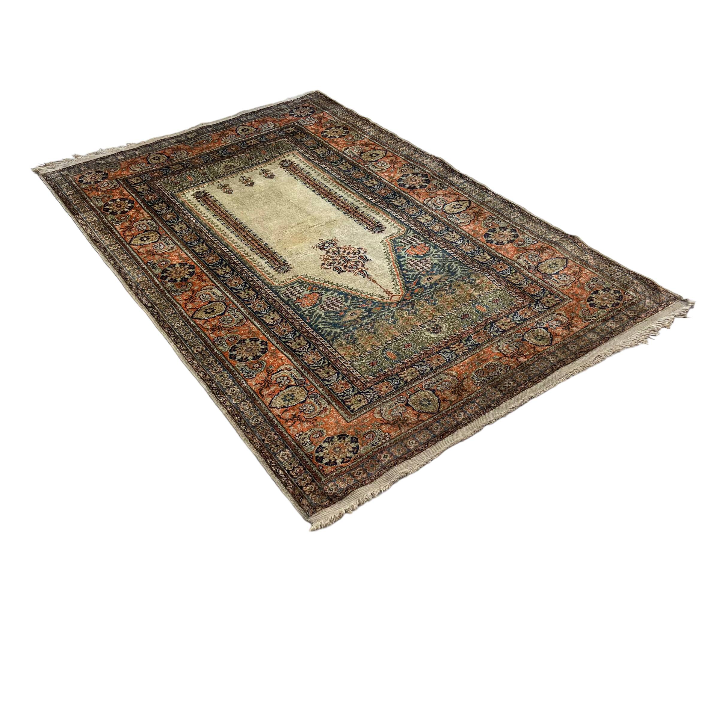 Vintage Turkish Silk & Wool  Rug , 186 x 120 cm