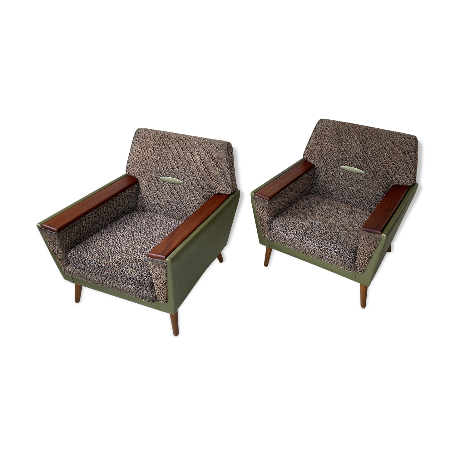 Pair of 1950s Lounge Chairs with Teak Arms