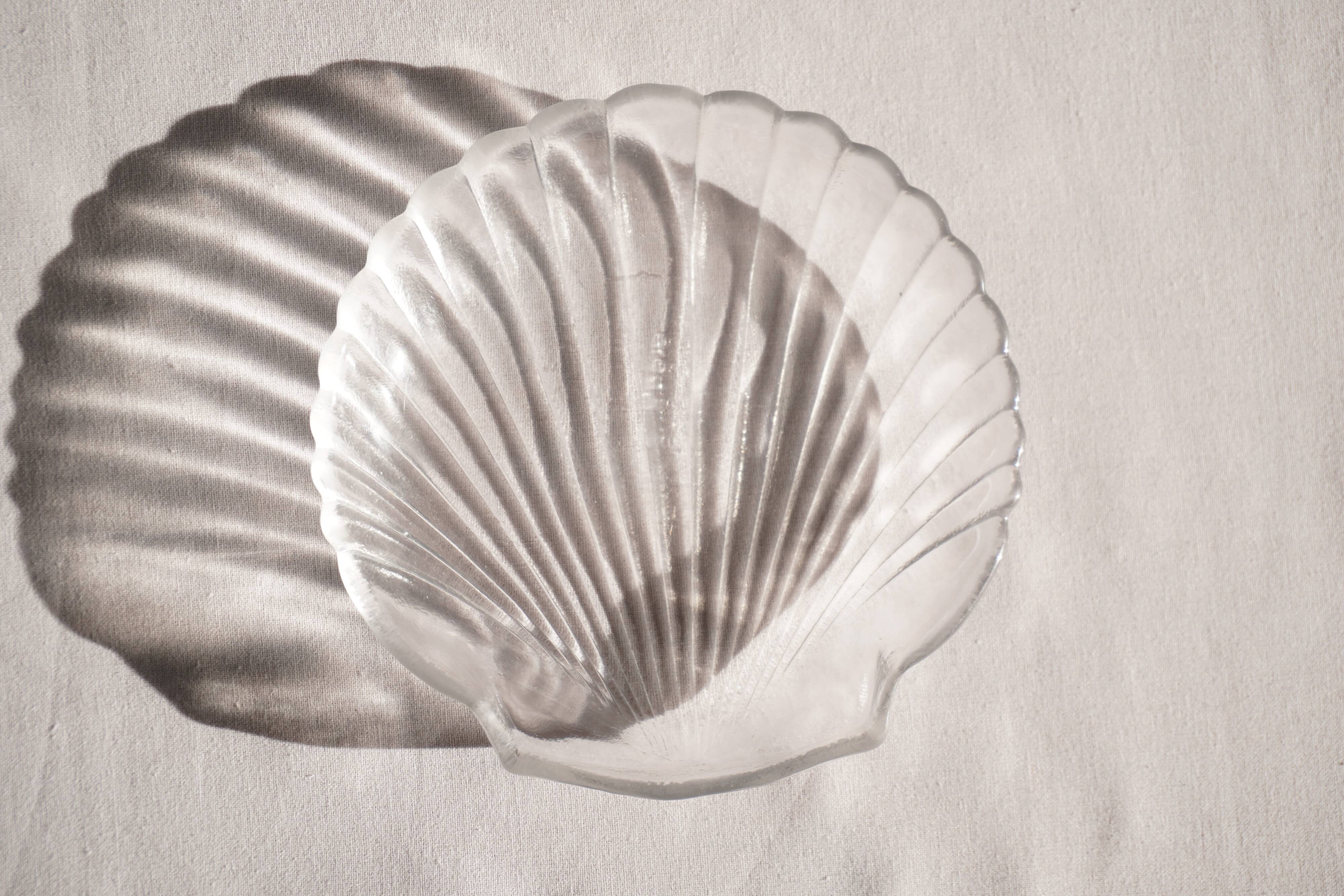 Glass scallop shell dish, Arcuisine France