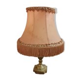 Vintage boudoir lamp – Pink fringed pagoda shade & brass base