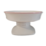 Compotier on pedestal in white ceramic pink border