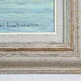 Peinture à l’Huile sur Isorel « Chalutier et Thoniers », signée G.Lhermitte – Milieu XXe