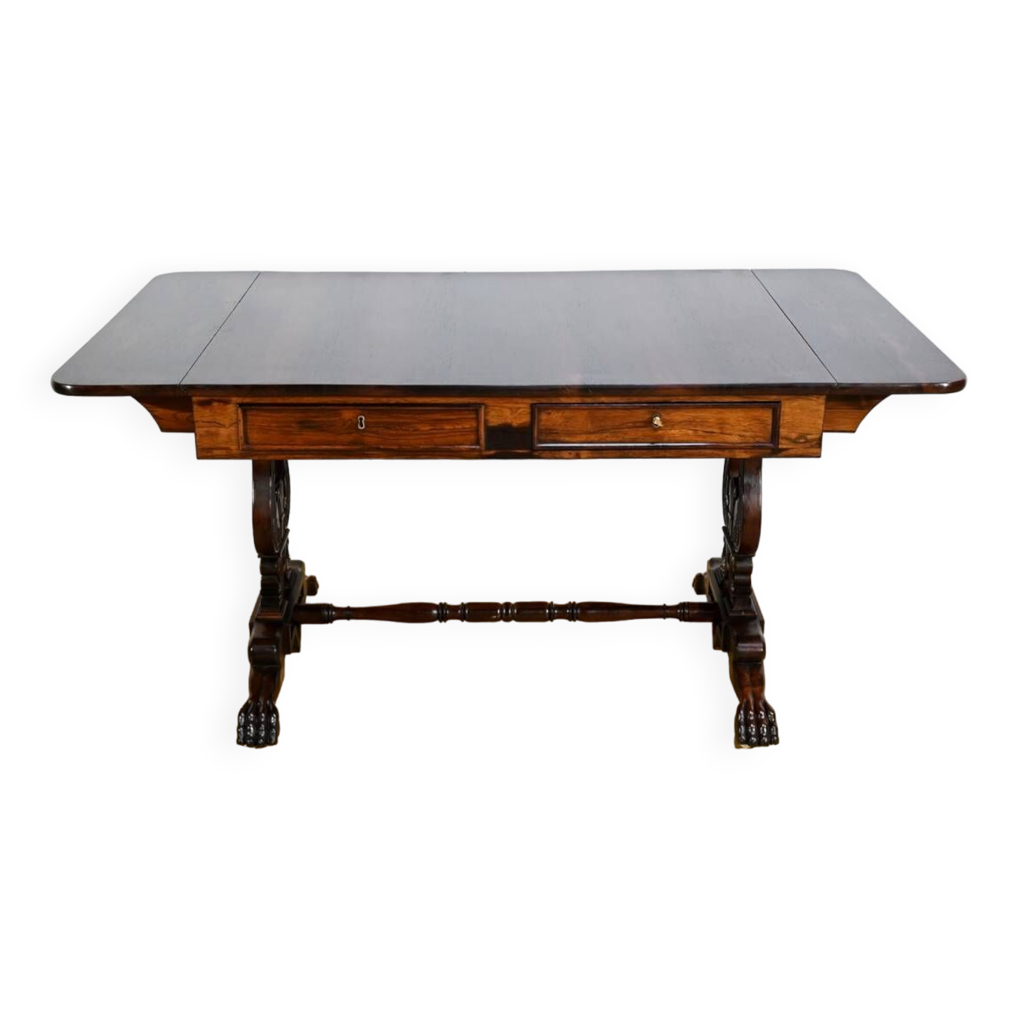 Desk Table with Shutters in Solid Rosewood, Restoration Period – Early 19th Century