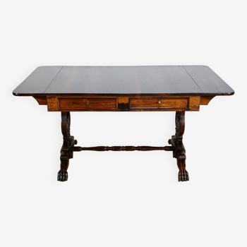 Table, bureau à volets en palissandre massif, époque Restauration, début XIXème