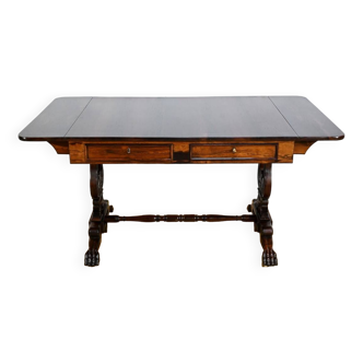 Table, bureau à volets en palissandre massif, époque Restauration, début XIXème