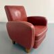 Vintage red faux leather Art Deco club chair from the 1940s/50s.