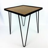 1950 oak and black metal side table