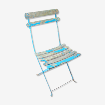 Foldable bistro chair in wood and iron
