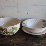 Salad bowl and drainer in vintage slip