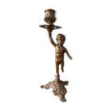 Old candlestick candlestick cherub in bronze