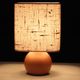 Lamp "ball" in blond wood, fabric lampshade, 70s