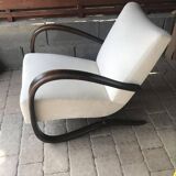 Art Deco armchair H 269 in wood and cream velvet, design by Jindřich Halabala (1930)