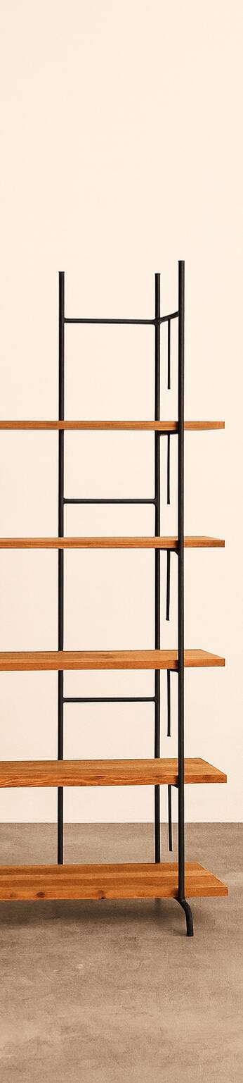 Large industrial handmade shelf in pine and metal