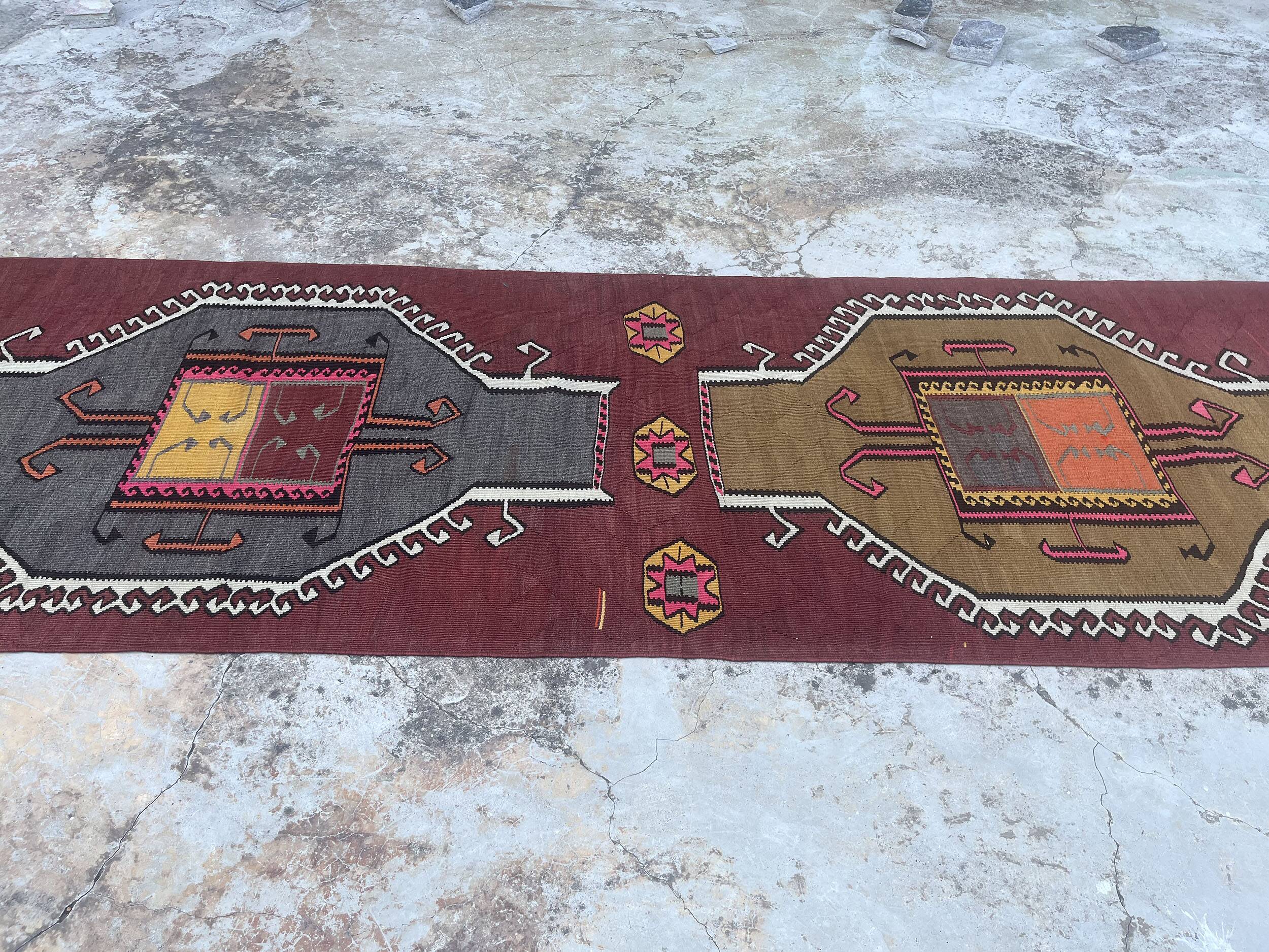 Handmade Large Colorful Hallway Rug