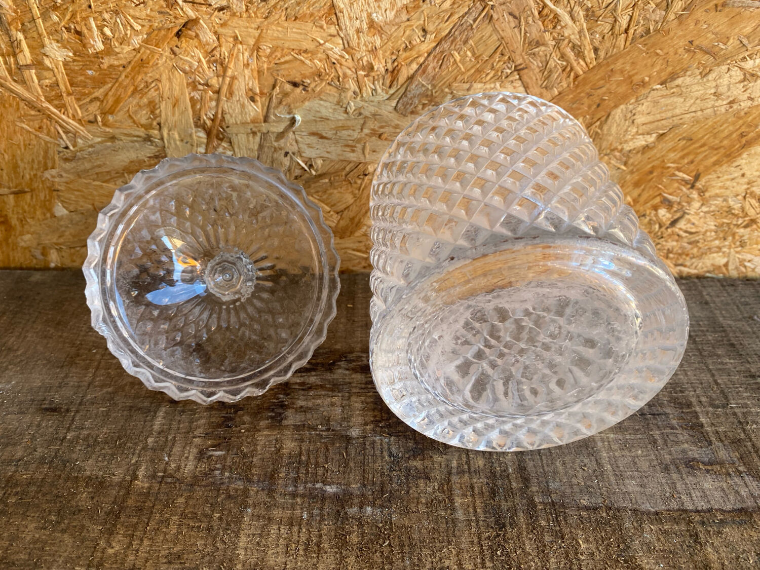 Vintage Molded Glass Bonbonnière Sugar Bowl #D903