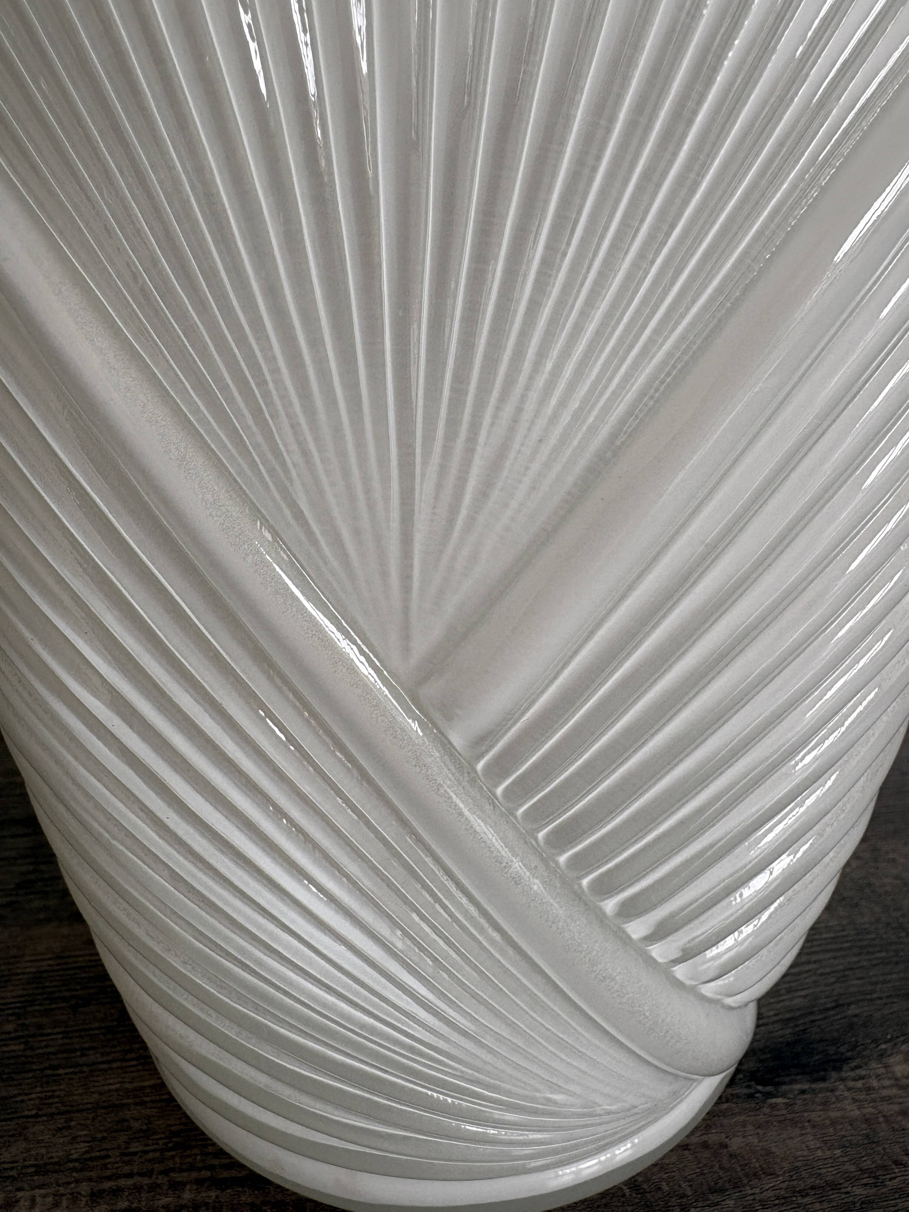 Vintage large pressed white glass vase