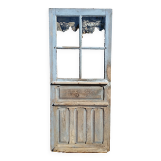 Porte d'entrée en chêne vitrée (4 carreaux)