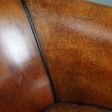 Set of 2 club chairs in black piping sheep leather