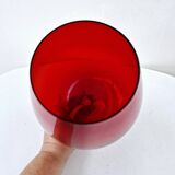 Vintage empoli italian glass red brandy type footed vase