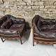 Paire de fauteuil vintage cuir Coja Suède 1960"
