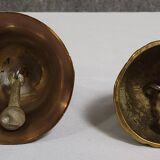 Two vintage bronze table cloches, finely chiseled and gilded