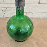 Carafe à eau en verre à facettes verte début 20ième