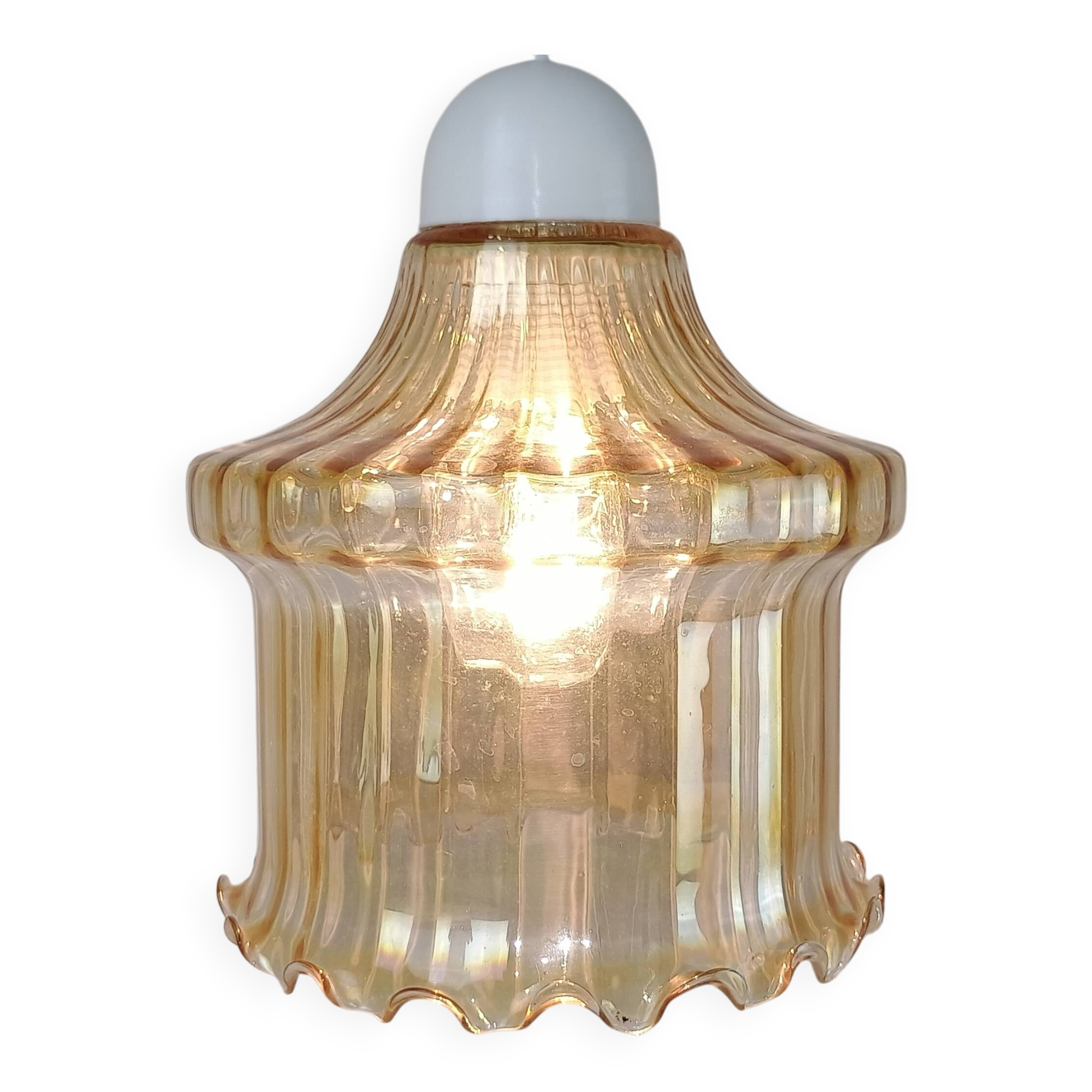 Venini Vintage Murano Glass Amber Pendant Light