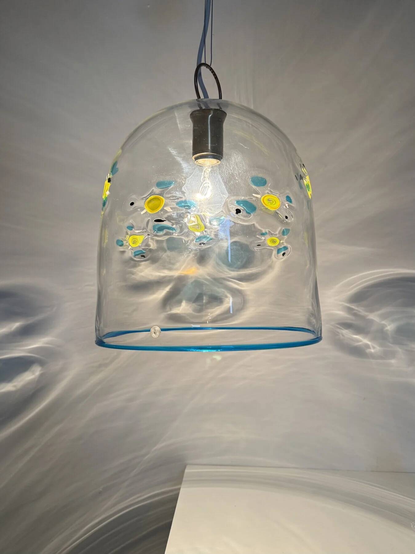 Suspension en verre La Murrina de design du milieu du siècle avec des fleurs, années 1970, Italie