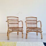 Pair of antique rattan armchairs