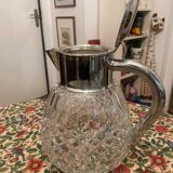 Cut crystal and silver-plated metal ice jug