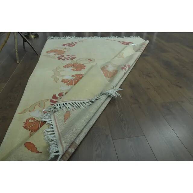 1970s Vintage Turkish Handmade Wool & Cotton Beige Area Rug 160x231