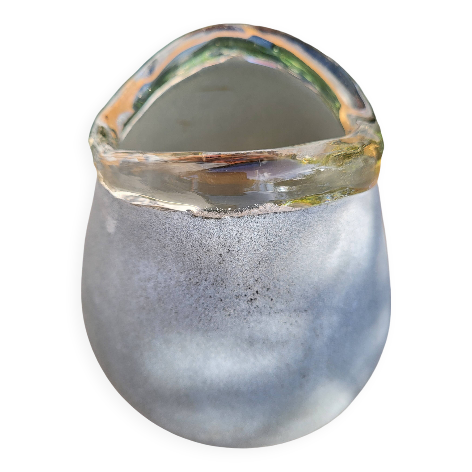 Biomorphic vase Murano granite gray glass paste