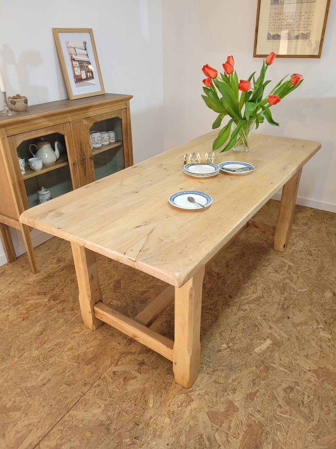 Solid wood farm table