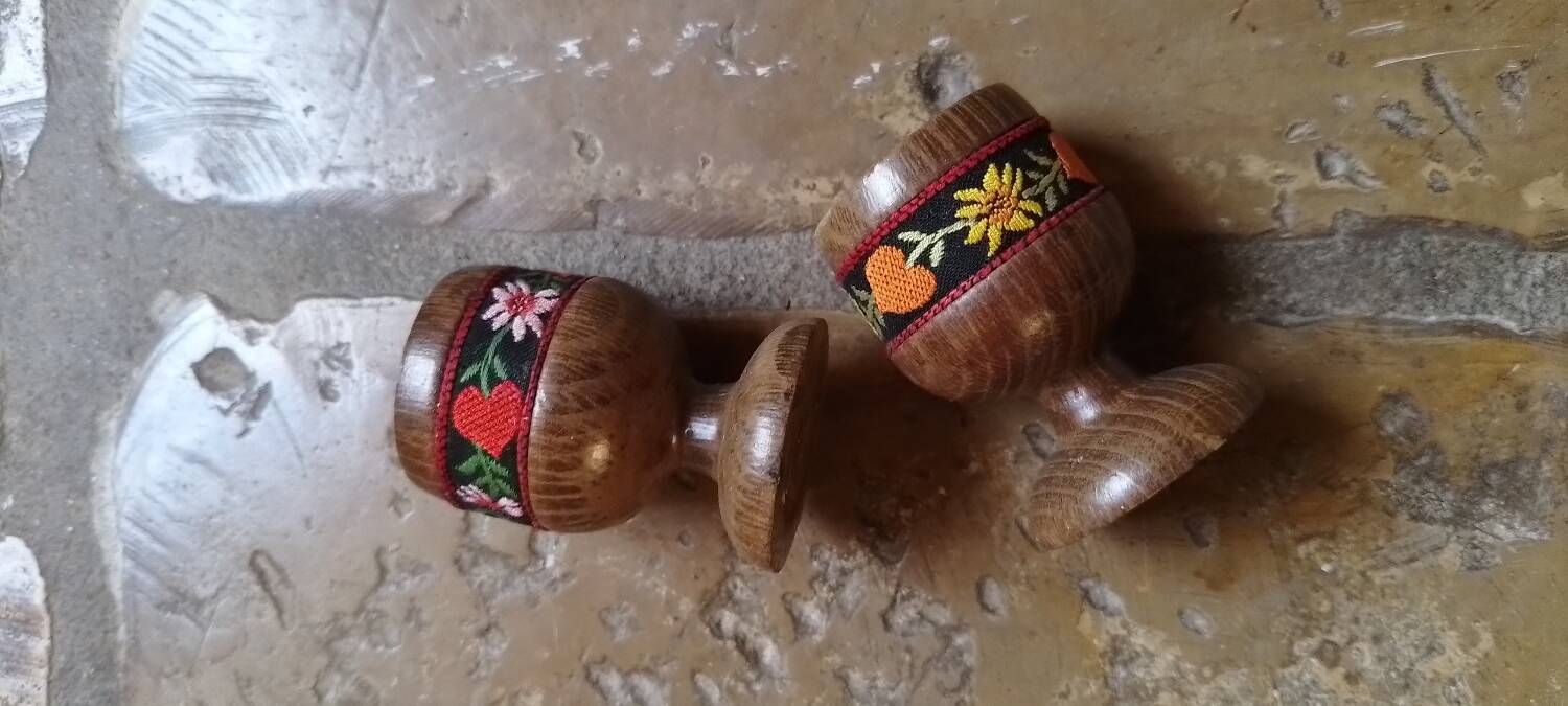 Vintage wooden egg cups