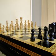 Vintage syrian chess board box wooden mosaic inlaid marquetry
