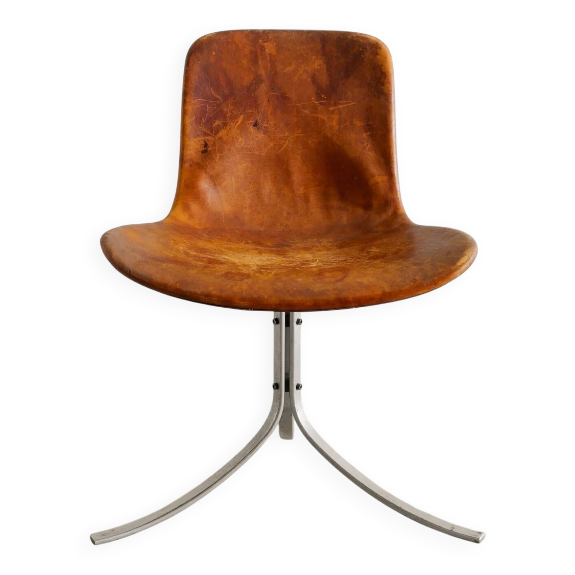 Vintage Danish Mid Century Brown Leather "PK 9" Chair Poul Kjaerholm, 1960s