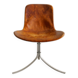Vintage Danish Mid Century Brown Leather "PK 9" Chair Poul Kjaerholm, 1960s