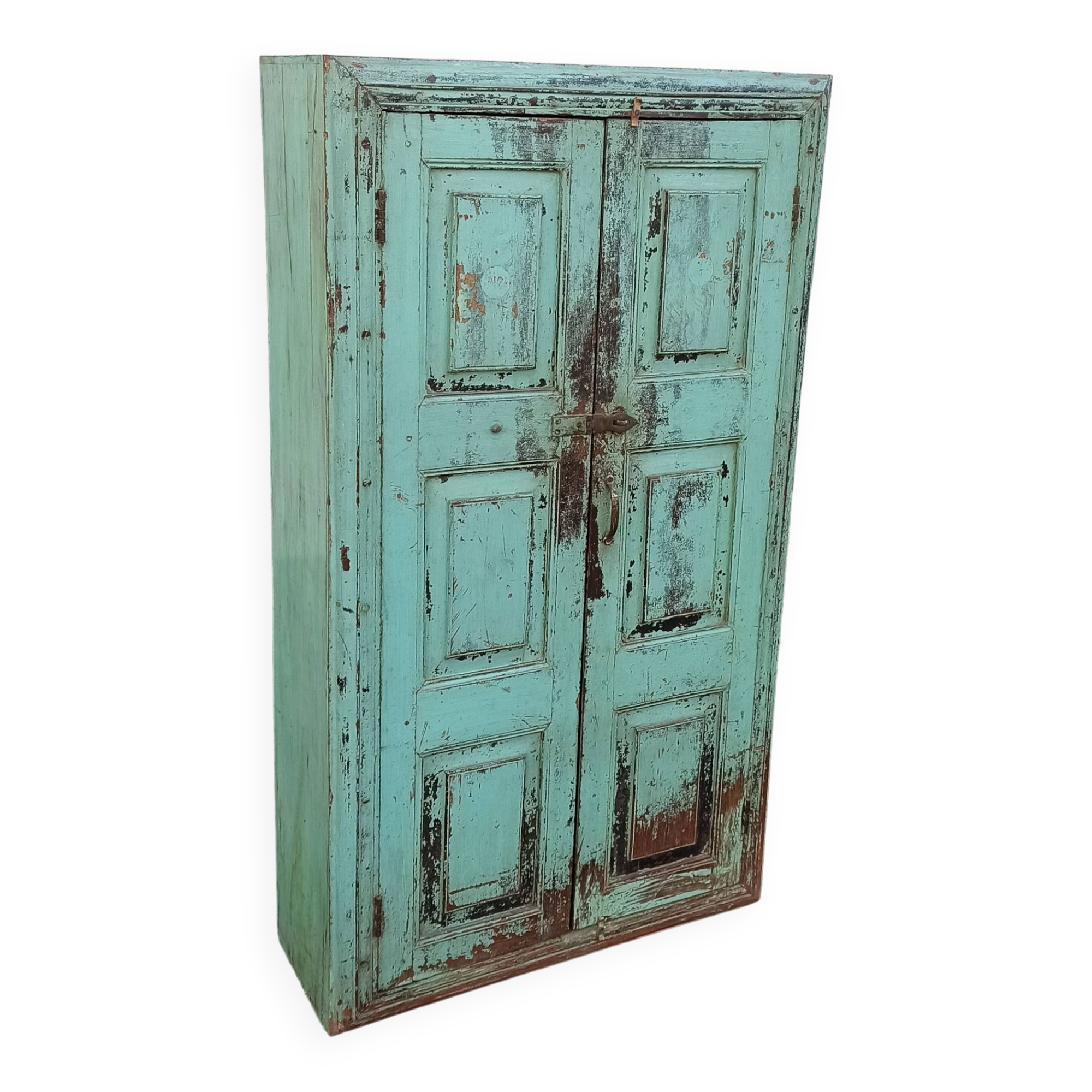 Old wooden cabinet with beautiful green patina