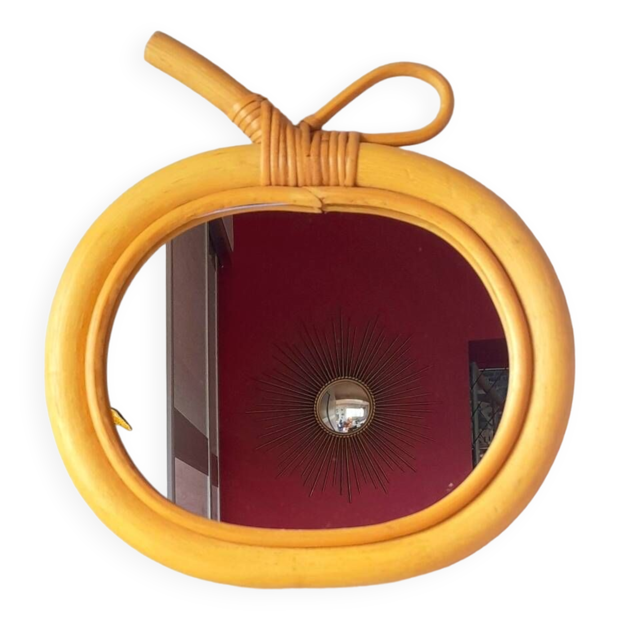 Rattan Apple Mirror
