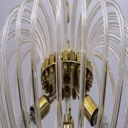 Venini Mid-Century Modern Italian Murano Glass and Brass Chandelier, 1950s