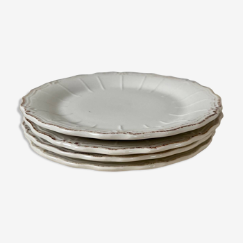 Lot de 4 assiettes à dessert en porcelaine blanche