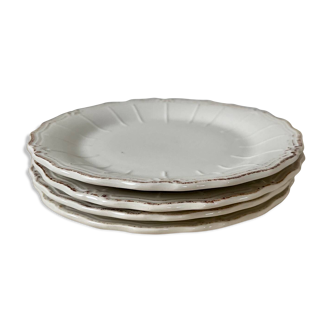 Set of 4 white porcelain dessert plates