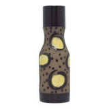 Vase étroit vintage à pois marron et jaune strehla
