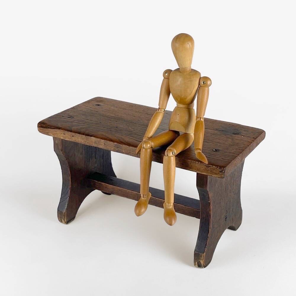 Small old wooden bench or footstool