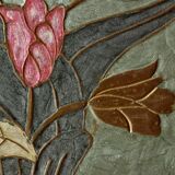 Small vintage brass tray with cloisonné enamel floral decoration - 1960.