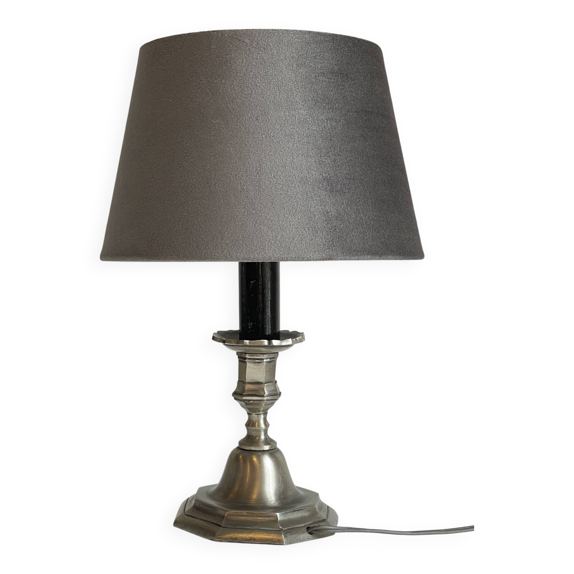 Lamp vintage steel and velvet candle holder