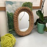 Oval rattan mirror vintage year 60 year 70