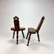 Ensemble de 2 tabourets de trépied en chêne brutaliste du milieu du siècle, années 1960