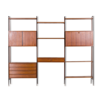 Italian teak wall unit with a desk and bar cabinet/secretarie, 1960s